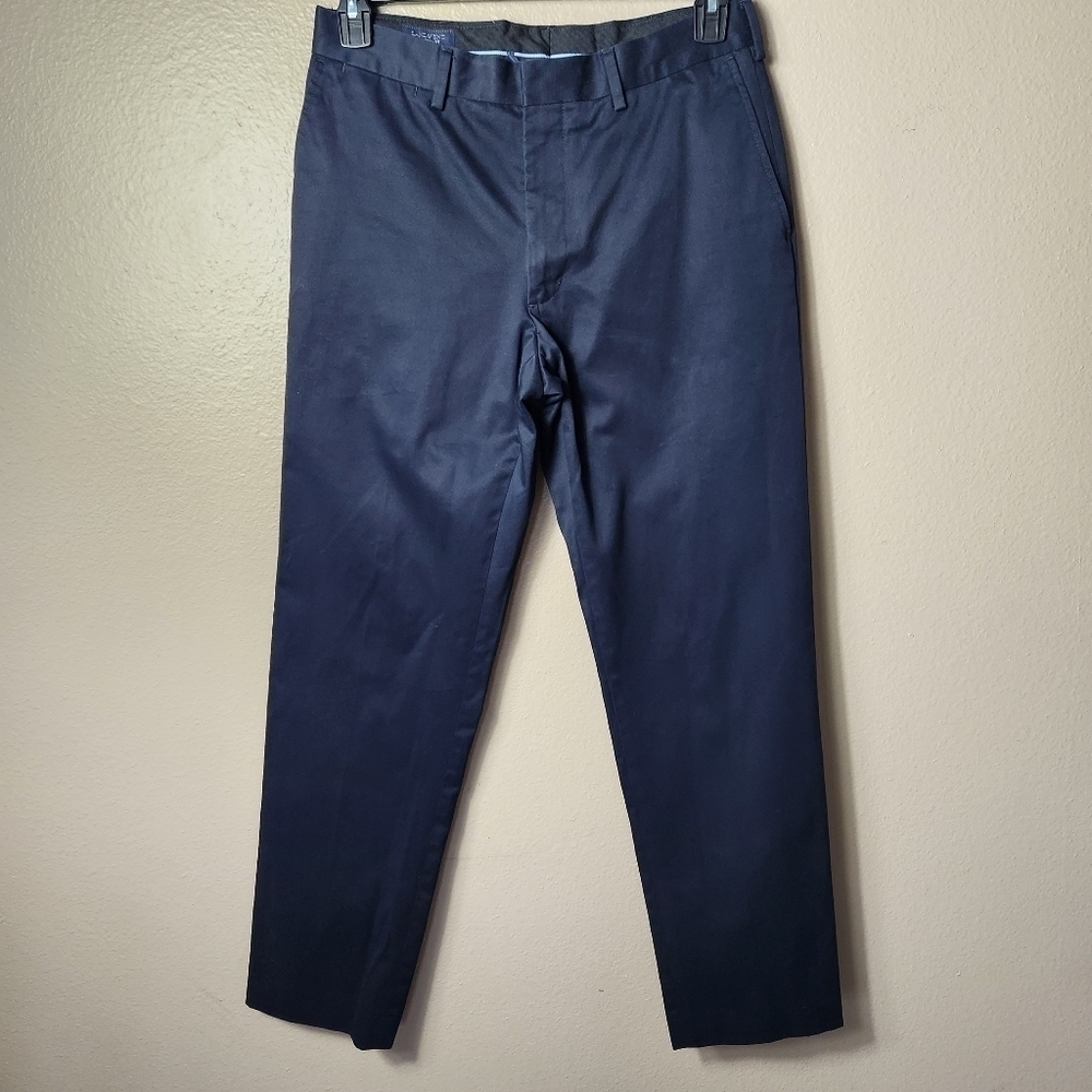 Lands' End Tailored Fit No Iron Flat Front Navy Twill Pants-Size 32x32
